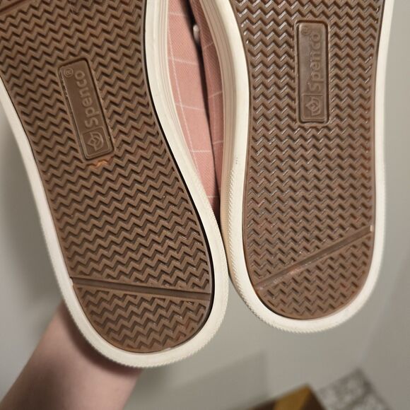Spenco Canvas Sneakers Womens 7 D Slip On Orthotic Shoes Windowpane Pink Spring - Picture 12 of 13